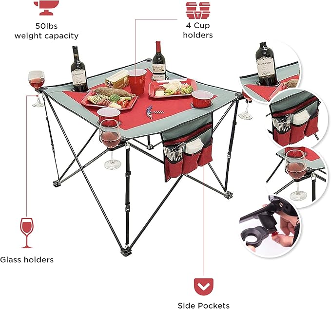 Creative Outdoor Folding Wine Table | Portable | Camping Beach Picnic &amp Patio