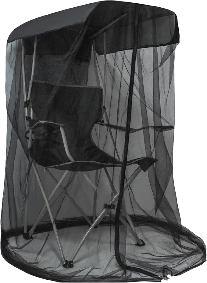 Camping Chair Mosquito Net Cover Black Mesh Insect Protection Screen 62.9x35.4x32.3 Inch with Dual Zipper Design for Outdoor Chairs with Sunshade (Grey (Mosquito net))
