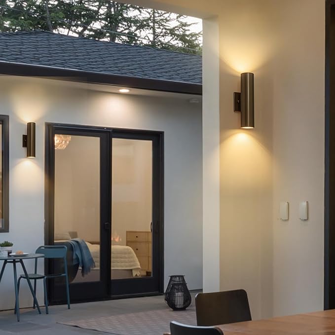 Modern Outdoor Wall Light 11.8 Integrated LED Cylinder Up and Down Outdoor Lights 2-Light Exterior Lighting Fixtures for House Patio Front Porch Garage