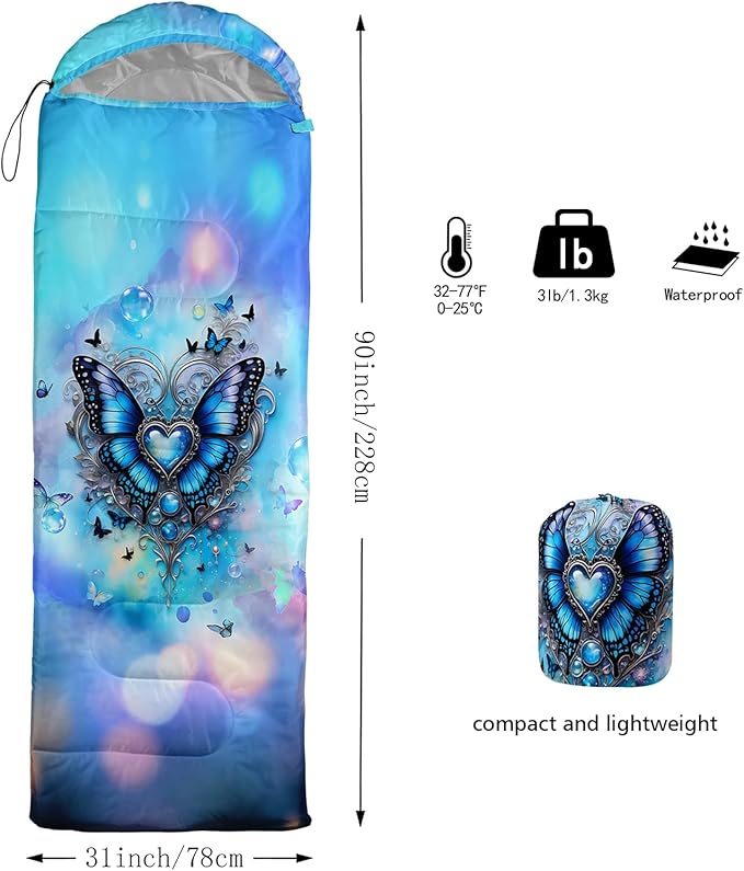 QOOMO Camping Sleeping Bags3 Season Warm &amp Cool WeatherLightweightWaterproof Sleeping Bags for Adults &amp KidsTravelingand OutdoorsCamping Gear Equipment