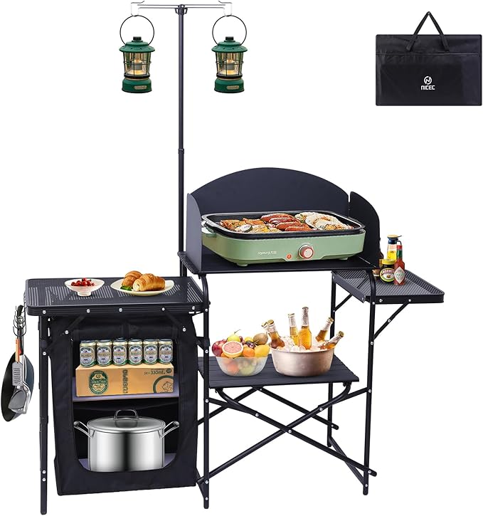 Nice C Camping Table Storage Camping with Solar Panels Camping Kitchen Station Outdoor Folding Table &amp Organizers