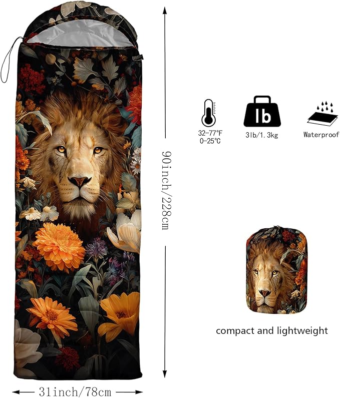 AILONEN Cartoon Camping Sleeping Bag for Boys Girls AdultsLightweight &amp Waterproof3 Season Warm &amp Cold WeatherPortablePrinted Sleeping BagTravelingCampingHiking