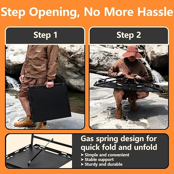 Camping Table Folding Portable Table 40.9x19.3 (Innovative Nitrogen Gas Strut) Outdoor Folding Tactical Table with Carry Handle Bonus Storage Bag for Camping Picnic Party