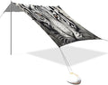 White Tiger Face Beach Tent Sun Shelter 9.2' x 10.5' Beach Canopy with 4 Sandbags 4 Stability Poles Sand Shovels - Tent Canopy for Beach Camping Fishing Picnics