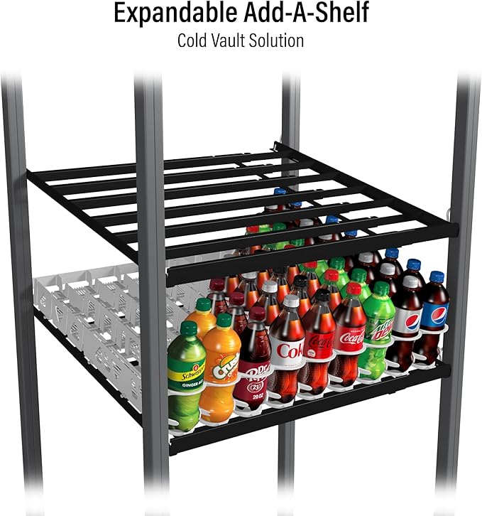 Display Technologies Cold Vault Expandable Add-A-Shelf (Pack of 4) - Maximize Storage and Organization in Your Cold Storage Drink Organizer for Cans Bottles and More
