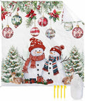 Beach Blanket Waterproof Sandproof OversizedSnowman Elk Christmas Tree Beach Mat with Corner Stakes Sand PocketsRed Poinsettia Xmas Ornaments Outdoor Picnic Mat for Travel Camping Hiking118x108In