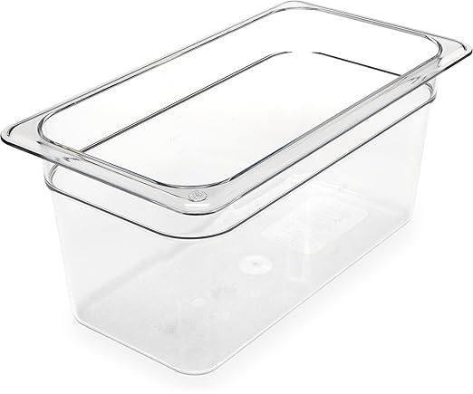Carlisle FoodService Products Storplus Food Storage Container Food Pan Chafing Pan with Spoonable Corners for Catering Buffets Restaurants Polycarbonate (Pc) 1/3 Size 6 Inches Deep Clear