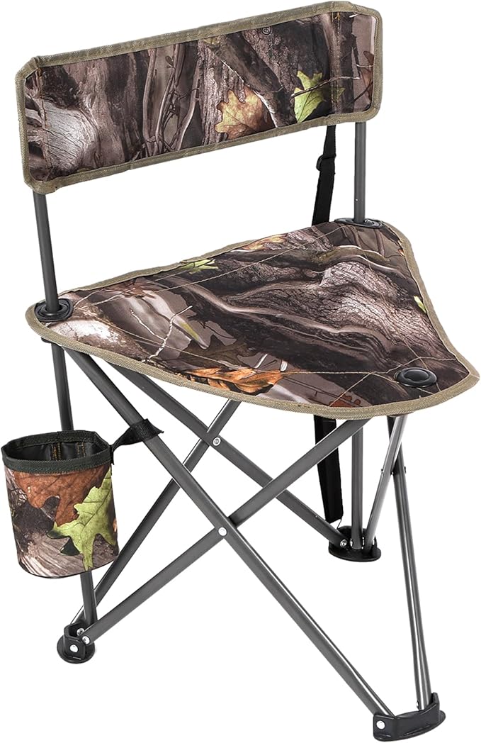 REDCAMP Tripod Hunting Chair for Blinds Folding Lightweight Portable Fishing Chair for Adults Hunting Stools with Backrest Golf Chairs for Spectators Camo
