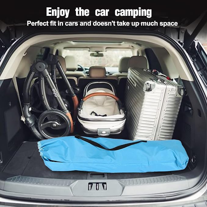 LAZZO Double Folding Camping Chairs Portable Picnic Camping Chairs w/Umbrella Mini Beverage Holder Carrying Cooler Bag Outdoor Picnic Double Folding loveseat Camp Chairs for Beach Patio Pool Park