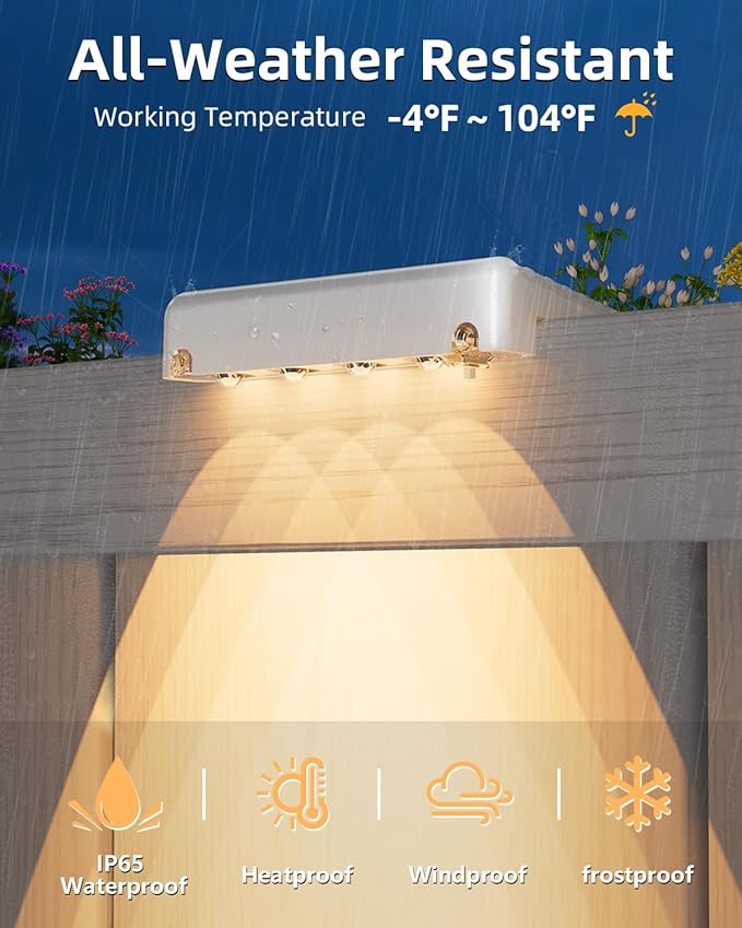 VOLISUN Solar Deck Lights 16 Pack Warm White Glow LED Large Size Lamp IP65 Waterproof Step Lights Outdoor for Deck Step Fence Railing Wall and Stairs (White)