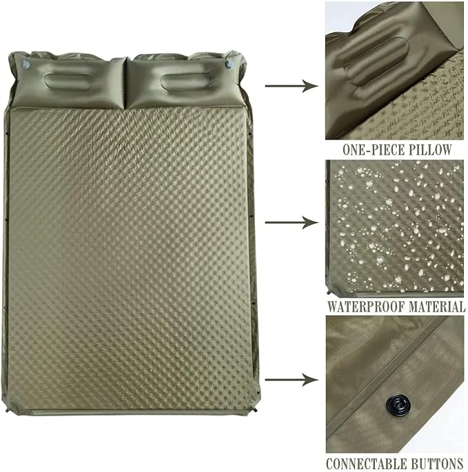 Sleeping Pad for Camping Air Mattress 2 Person Inflatable Mattress Suitable for Backpacking Hiking Tent Trap Traveling (Green)