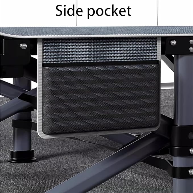 Heavy Duty Sturdy Guest Bed Extra Wider Cots with Large Pocket Portable Folding Bed for Fishing Picnic Office Load Capacity 300kg