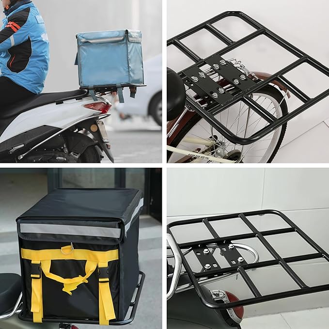 Food Delivery Box Rack Rear Grille Universal Motorcycle Rear Rack Extension 80kg Loading Seamless Steel Tube for Motorcycle Electric Bicycle(48/38-Type 2)