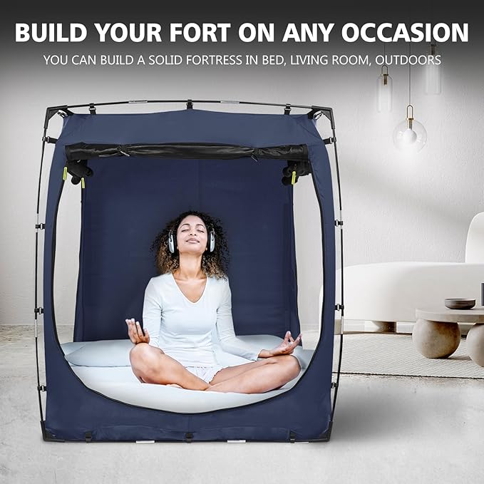 Twin Size Bed Tent - Original Design Portable Dream Tent - 80% Blackout - 3 Doors - Breathable - Suitable for Adults and Kids - Ideal for Shared Rooms Dorm Rooms Travel