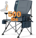 Timber Ridge Oversized Folding Camping Chair with Lumbar Support Adjustable High Back Heavy Duty for Adults Support up to 500lbs with Cup Holder Cooler Bag Side Pocket Blue