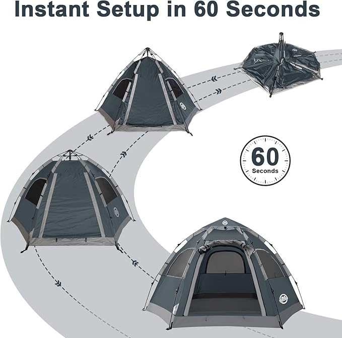 ADSMART Instant Tents for Camping 2/3/4/5 Person Tent Waterproof Easy Setup Sets Up Backpacking Tents with Carry Bag for Outdoor Hiking