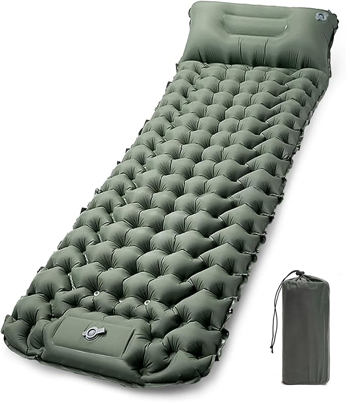 Camping Sleeping Pad Extra Thick Ergonomic Camping Mattress with Built-in Pump Lightweight and Compact for Backpacking Hiking Tent