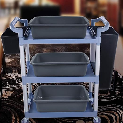 6 Pack 7 L Smal Plastic Bus Tub Restaurant Commercial Bus Tote Utility Box Plastic Dish Pans Wash Basin Tote Box Grey (12x 8.2x 4.2)