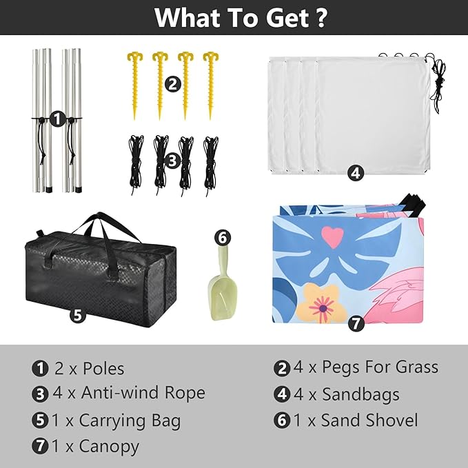 Flamingo Leaves Camping Sun Shelter Beach Tent Portable Beach Sun Shade Outdoor Canopy for Camping Trips Fishing Picnic