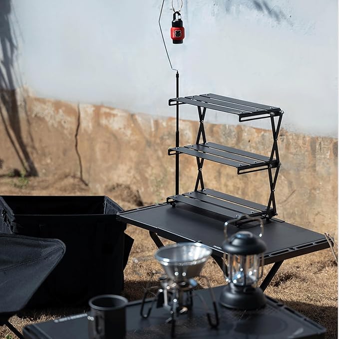 Folding Metal Aluminum Alloy Storage Rack Folding Shelf Storage Display Rack Desktop Storage Rack Camping Storage Rack
