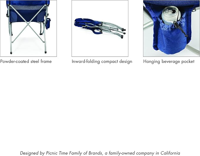 Picnic TIME PT-XL Heavy Duty Camping Chair XL Beach Chair 400 lb Capacity Camp Chair