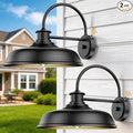 14'' Dusk to Dawn Outdoor Barn Light 2 Pack Classic Farmhouse Gooseneck Outdoor Light Fixture Matte Black Wall Mount Anti-Rust Waterproof Exterior Lighting Fixtures for Porch Hallway Patio Entryway
