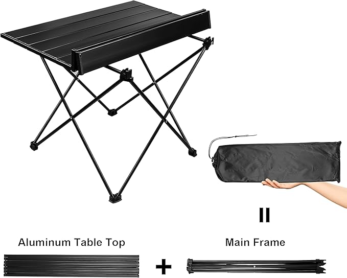 Folding Camping Table – Ultralight Aluminum Portable Table for Camping Hiking Backpacking Picnic Beach BBQ – Compact Lightweight Collapsible Travel Side Table for Outdoor RV (1)