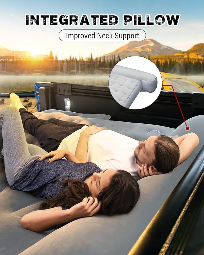 Heavy-Duty 5.5-5.8ft Truck Bed Air Mattress with Built-In Pump - Versatile Indoor &amp Outdoor Inflatable Truck Bed Mattress - Leak-Resistant mattress full size Extra Large Carry Bag for Camping