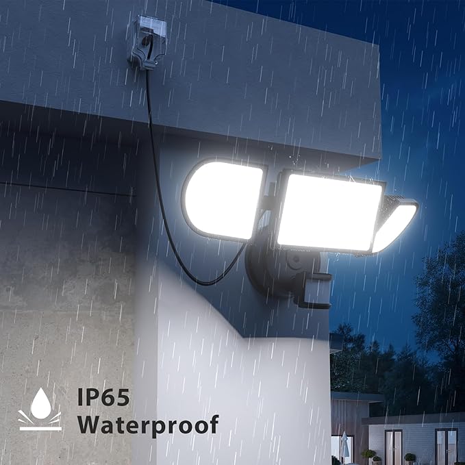 150W Plug in Motion Flood Lights Outdoor 15000LM LED Motion Sensor Outdoor Lights Dusk to Dawn Security Floodlights Waterproof IP65 Exterior Lighting for Outside House Garage
