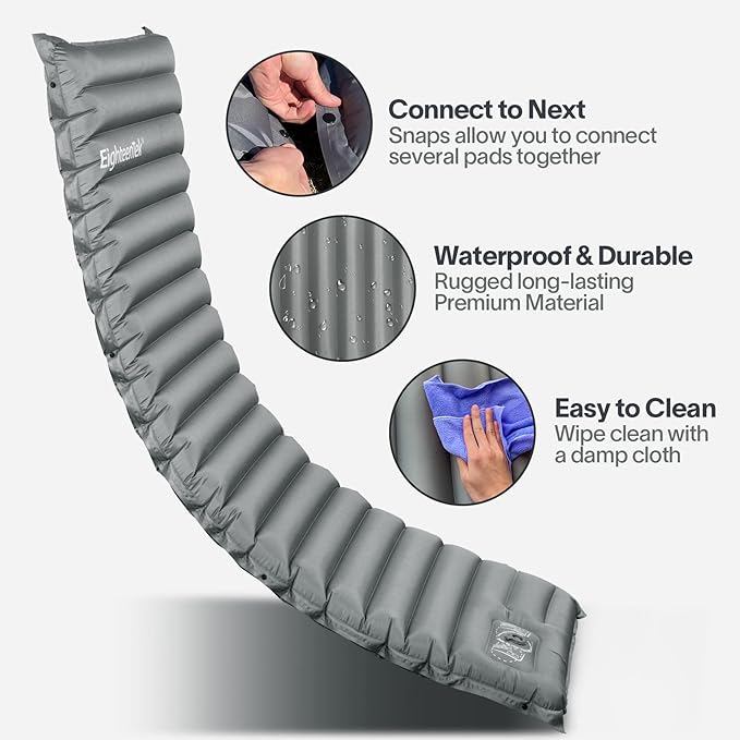 EighteenTek® Sleeping Pad Mat Camping Sleeping Pad Thick 4 Inch Camping Mattress Pad Built-in Foot Pump Fast Self Inflating Sleeping Pad Backpacking for Campings Hiking Ultralight