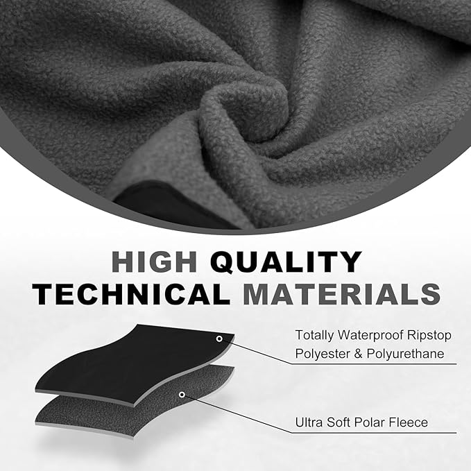 Fleece Waterproof Outdoor Blanket - Windproof Stadium Blanket for Camping Picnics and Sports Stay Dry and Comfortable 80x 58(Black)