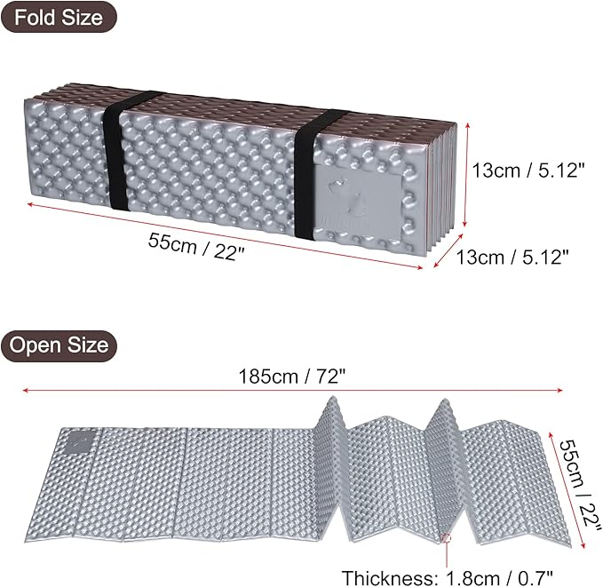 PATIKIL Closed Cell Foam Sleeping Pad Insulated R-Value 2.1 Foldable Sleeping Pad Lightweight Sleeping Mat for Camping Backpacking Hiking Outdoor