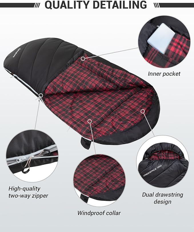 KingCamp Sleeping Bag for Adults Cold Weather &amp Warm Extra Wide Big &amp Tall XL Portable Waterproof Flannel Sleeping Bags Essentials Gear Accessories for Camping Backpacking Hiking Indoor &amp