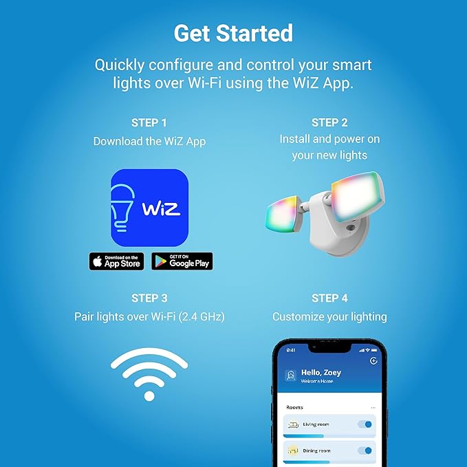 HALO ESF Smart Non-Motion Security Flood Light Connected by WiZ Pro 180-Watt Equivalent 2400 Lumens Black - ESF2ARGBWFB-WIZ