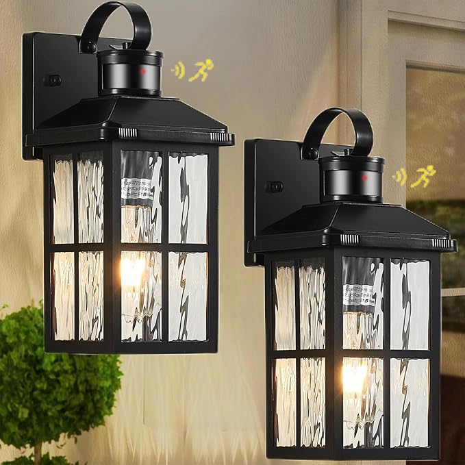 Porch Lights Outdoor 2 PackMotion Sensor Exterior Light Fixture with Dusk to Dawn Outdoor Wall Lights Modern Sconce Lights for House Patio Front Door Garage