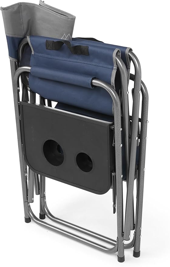 MOUNTAIN SUMMIT GEAR Foldable Cooler Chair with Attached Side Table for Camping/Hiking/Backpacking by Caddis Sports (Navy)