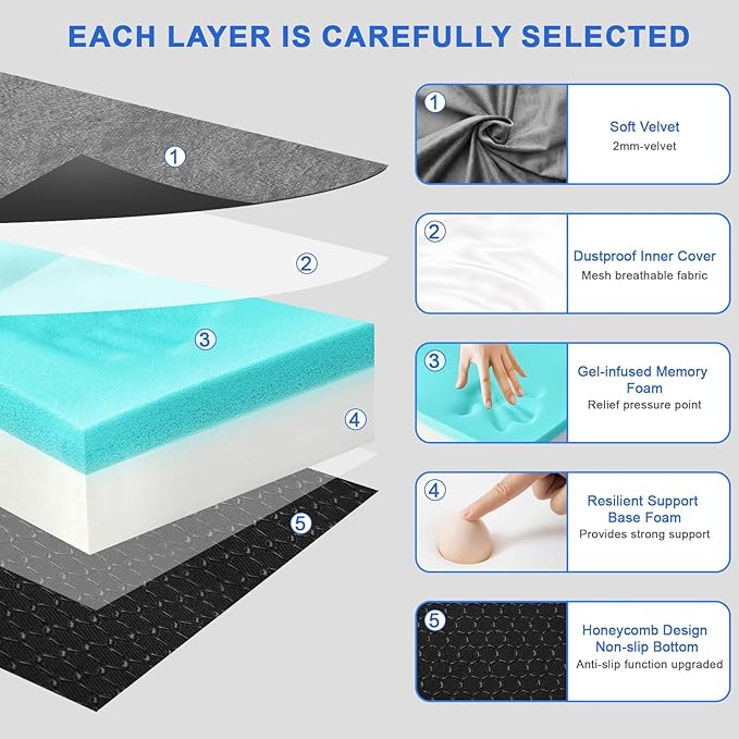 Memory Foam Camping Mattress pad Comfortable Thick Floor Sleeping Mat for Adults with Waterproof and Non-Slip Bottom Portable Roll Up Mattress for Sleepover GuestCot Mad for Car Camping