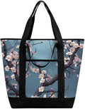 Insulated Shopping BagLarge Reusable Cooler Bags Cherry Blossom Printed Foldable Shopping BagTravel Waterproof Shoulder Bag