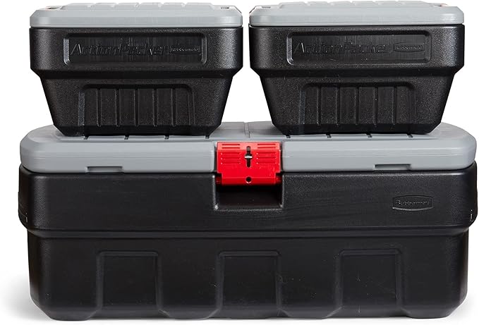 Rubbermaid ActionPacker️ 48 Gal with 8 Gal Containers Nested Lockable Storage Bins Industrial Rugged Storage Container Bundle with Lids