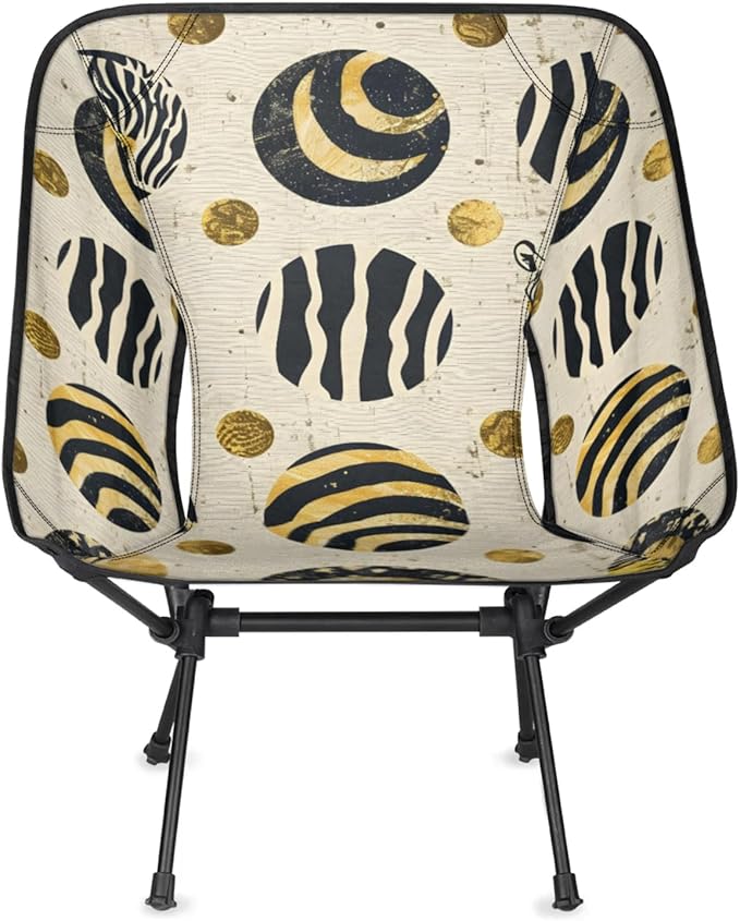 Honeybaby Folding Camping Chair Zebra Print Circle Camping Chairs Lightweight Portable Chair Outdoor Foldable Chairs for Camping Travel Picnic Beach Hiking