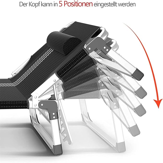 Folding Lounge Chair Wide Incline with Thickened and Widened Aluminum Feet Support Up to 300KG for Lounge Outdoor Patio Camping Beach