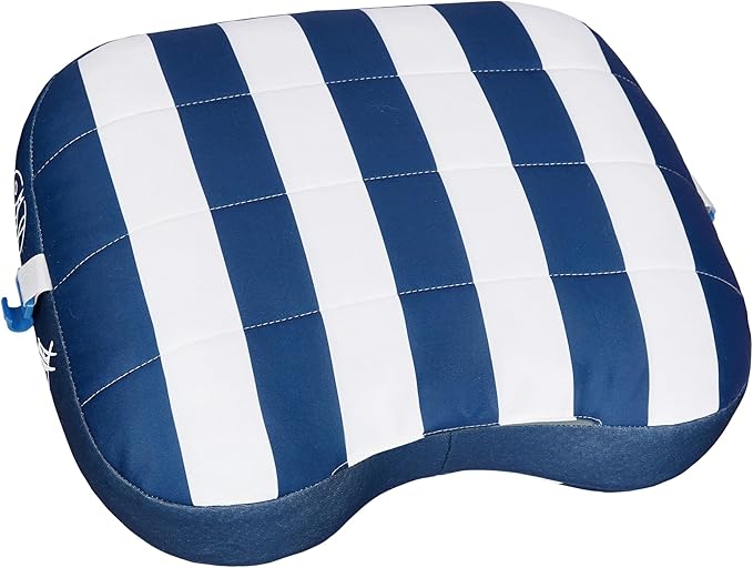Ballast Beach Pillow – Comfy Durable &amp Compact Stays Put on Windy Beaches with Patented Sand Pouch Inflatable Pillow for Beaches Pools Camping Festivals and Travel (Blue Stripes)