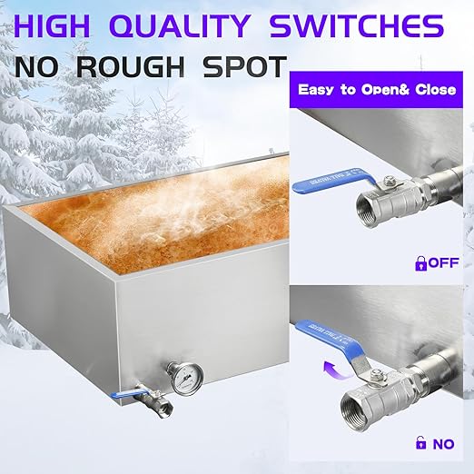Maple Syrup Evaporator Pan 30 x 20 x 9.5 Inch Maple Syrup Pan 24.68Gal 304 Stainless Steel Maple Syrup Evaporator Boiling Maple Syrup with Valve and Thermometer