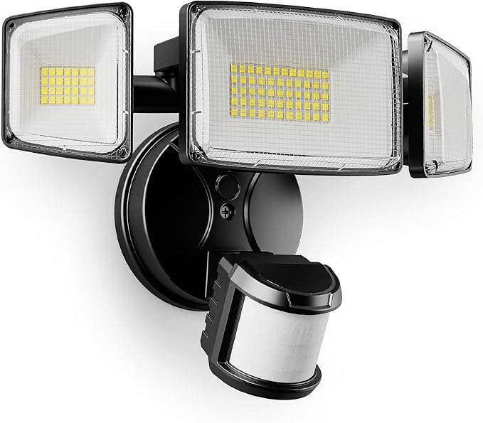 Onforu 100W LED Motion Sensor Outdoor Lights Dusk to Dawn Flood Light Outdoor Motion Sensor Hardwired Security Lights Floodlights Outside 11000LM 6500K Daylight IP65 Waterproof (Black)