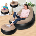 Inflatable Chair with Ottoman Inflatable Couch for Adults with Flocked Surface Comfortable Blow Up Air Chair Waterproof Portable Air Sofa Inflatable Couch for Camping(Brown) (Without Pump)