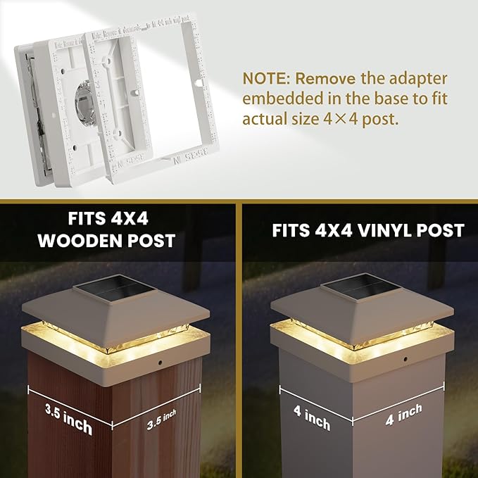 Solar Post Cap Lights Outdoor 6pack White Waterproof Solar Powered Deck Fence Post Lights Fit 4x4 Wood/Vinyl Posts Bright Warm White Solar Post Lights Decorate Deck Patio Porch Fence