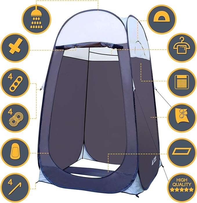 Leader Accessories Pop Up Shower Tent Dressing Changing Room Privacy Portable Camping Shelters 4' x 4' x 78 H Extra-Large Space