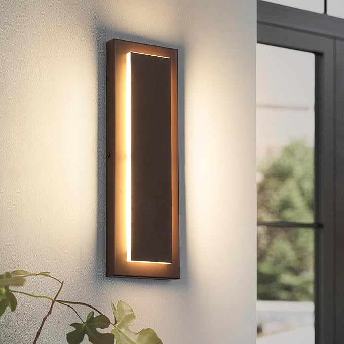1Pack Brown Outdoor Wall Sconce Exterior Lights FixtureWaterproof Wall Lights for HousePorchPatioModern Outdoor LightsOutdoor Wall Lighting3000K Warm White15.7In