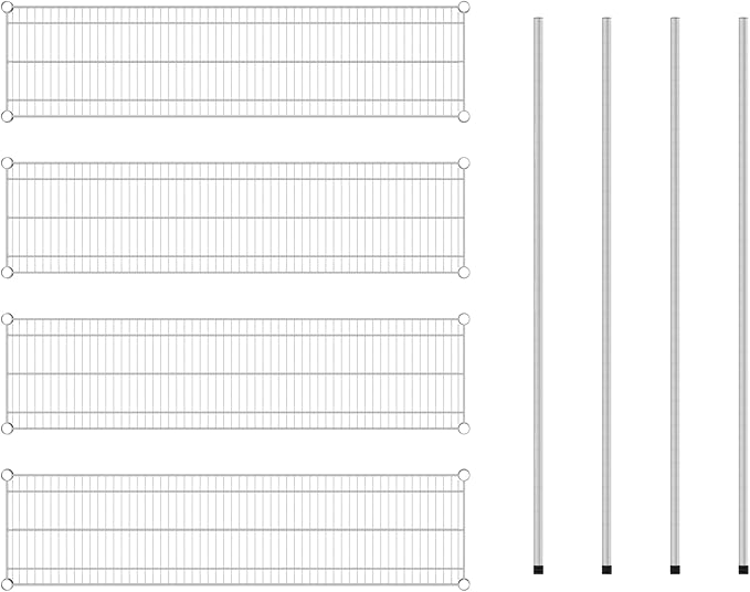 Commercial NSF Listed Chrome Stationary Wire Shelving Kit 14 x 54 x 64 with 4 Shelves Perfect for Warehouse Walk-in Refrigerator Freezer Grocery Store Restaurant Dishroom