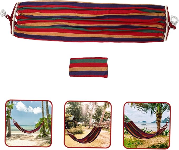 Totority 1set Outdoor Camping Hammock Thickened Canvas Single Bed Heavy Duty Tree-Mounted Design Resting Easy Setup for Camping Beach and Picnics